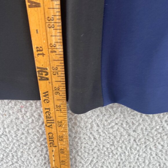 Tahari Dress Womens 6 Navy Colorblock Fit & Flare Scuba Stretch Short Sleeves - Picture 9 of 11